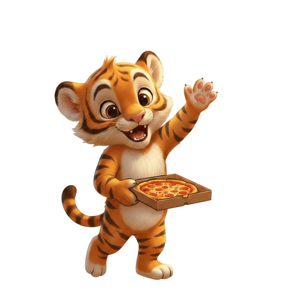 Тигр с пиццей