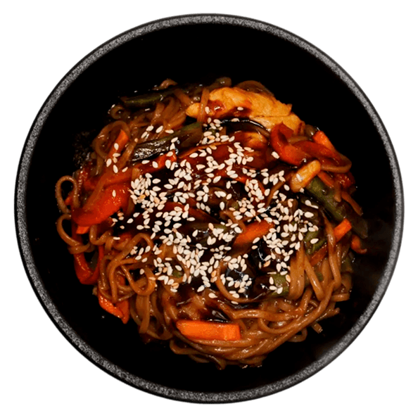 Вок лосось и овощи